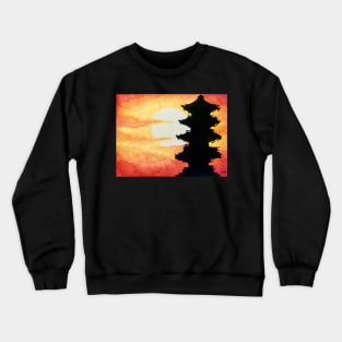 Kyoto Temple Sunset Silhouette Crewneck Sweatshirt